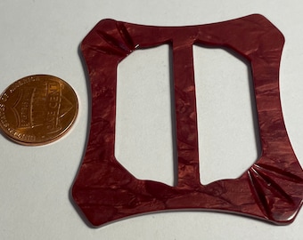 Vintage Art Deco Belt Buckle - Maroon Slider Dress Accessory  display picture 2