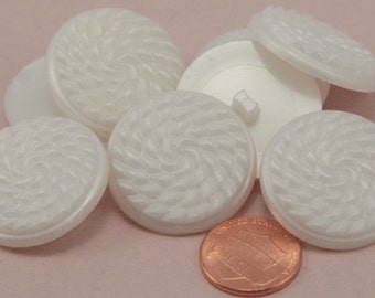 Lot of 8 Off-White Pearlized Plastic Coiled Rope Look Buttons 1 1/8" 29mm (#6342)