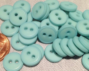 24 Small Matte Blue Plastic Sew-through Buttons 11mm 7/16" # 7824