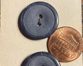 Set of 2 Vintage NOS Navy Blue Plastic Buttons 13/16" 20mm 17417