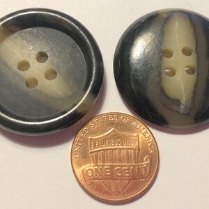 2 Large Rimmed Brown Sew-through 4-hole Plastic Buttons 29mm Just Over 1 1/8" # 10850
