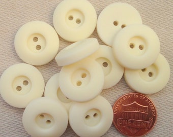 Lot of 12 Thick Concave Matte Cream Plastic Sew-through Buttons 3/4" 19mm # 7166