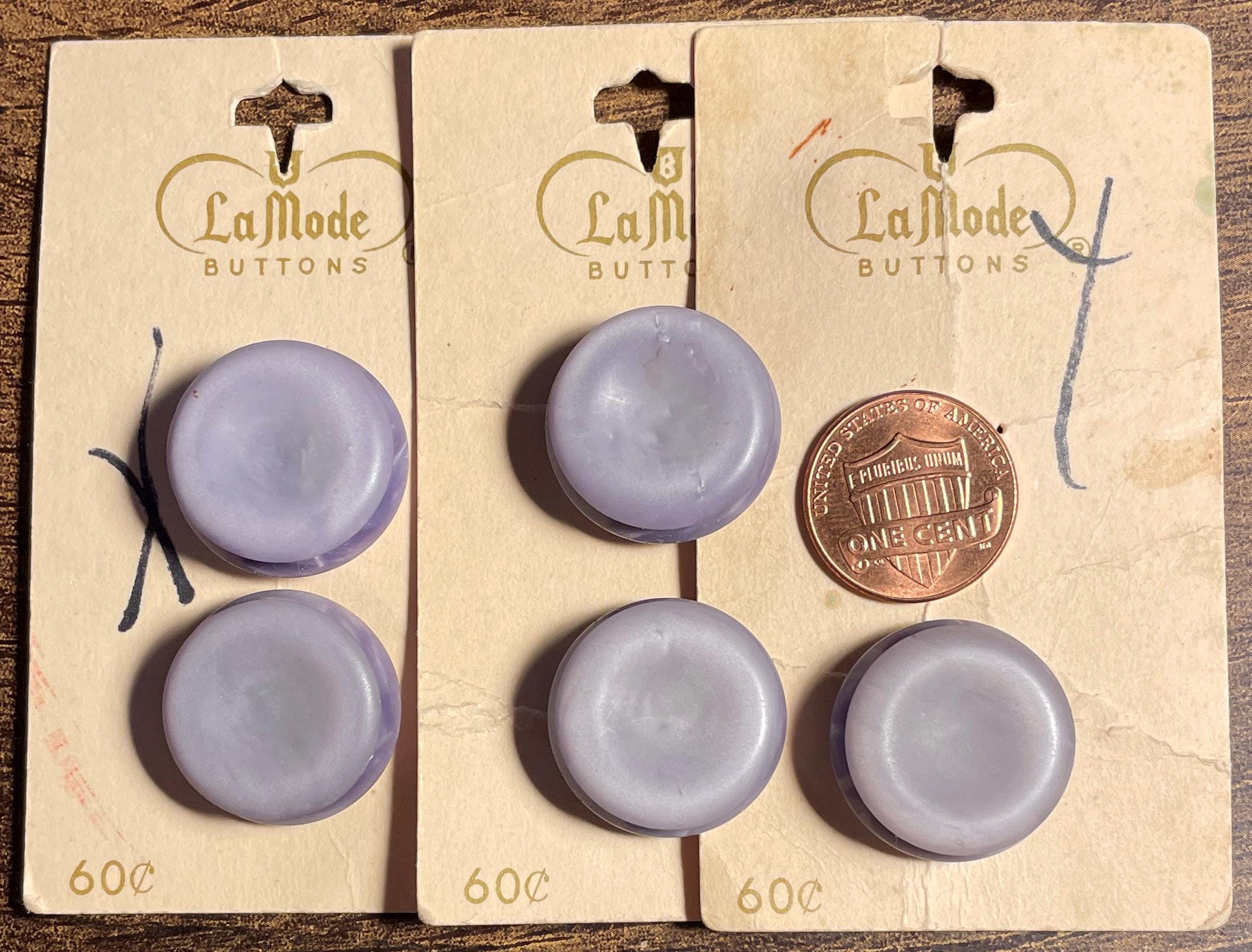 Set of 5 Vintage NOS on Card La Mode Pearlized Muted Lavender