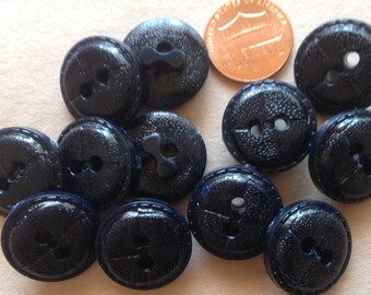 Lote de 12 botones de plástico azul marino MUY OSCURO, brillantes, gruesos y abovedados, para coser, de 19 mm (3/4"), n.° 7247