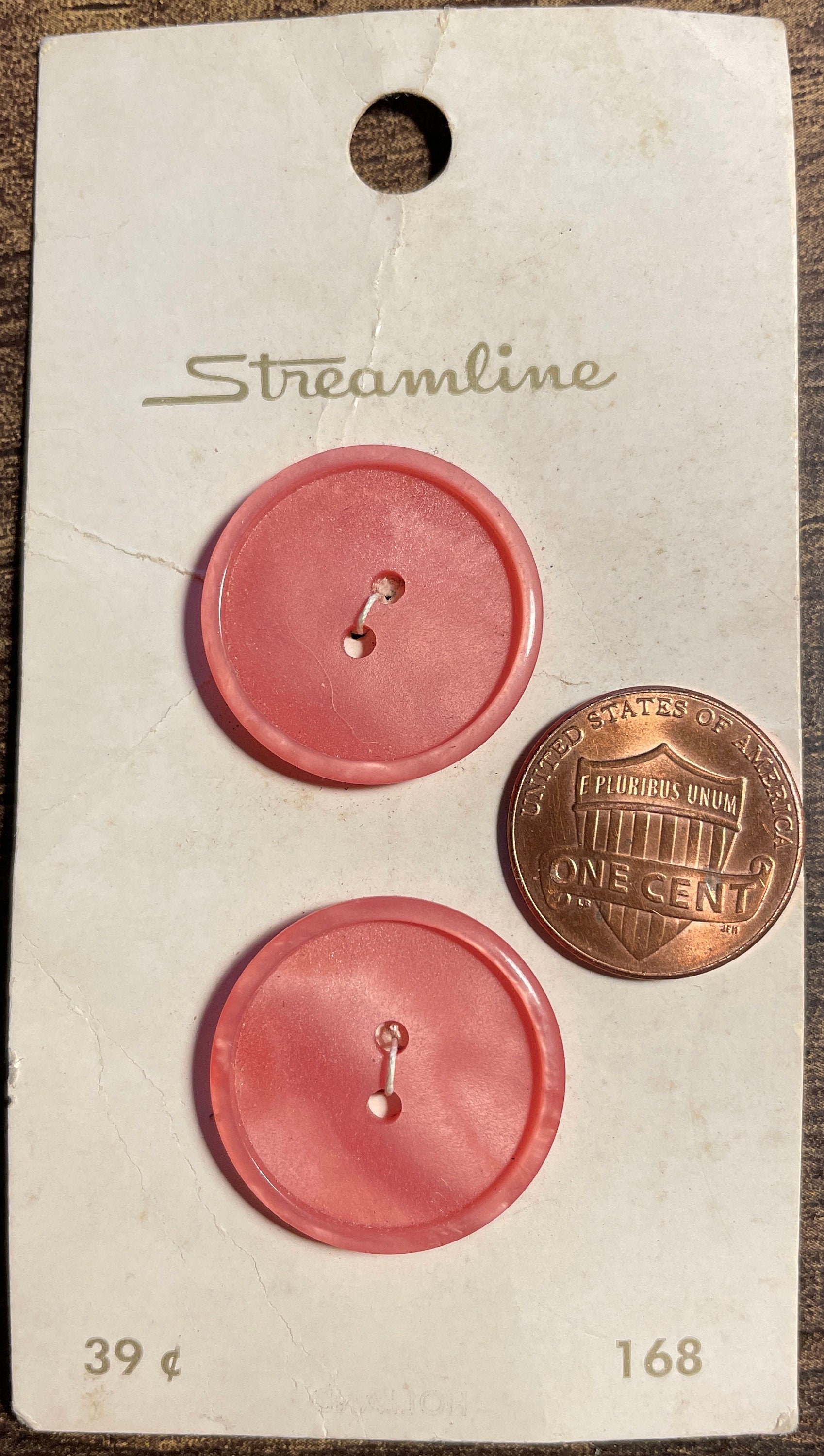 Stream Line Sewing Buttons Numbers Set of 2 Vintage Pink 2-hole Sew-through Plastic Buttons 22.5mm 7/8 ...