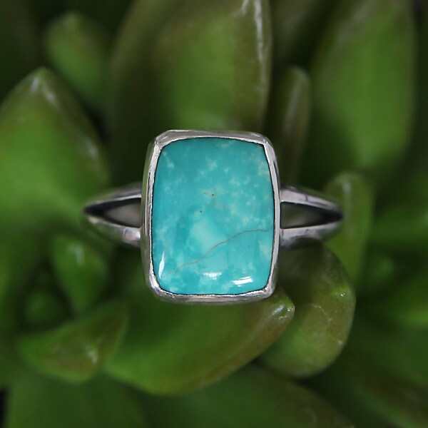 Handgemachte Türkis Sterling Silber Ring, Türkis Schmuck, natürlichen Türkis, eine Art, eleganten, minimalistischen, handgefertigte Geschenk, Quadrat