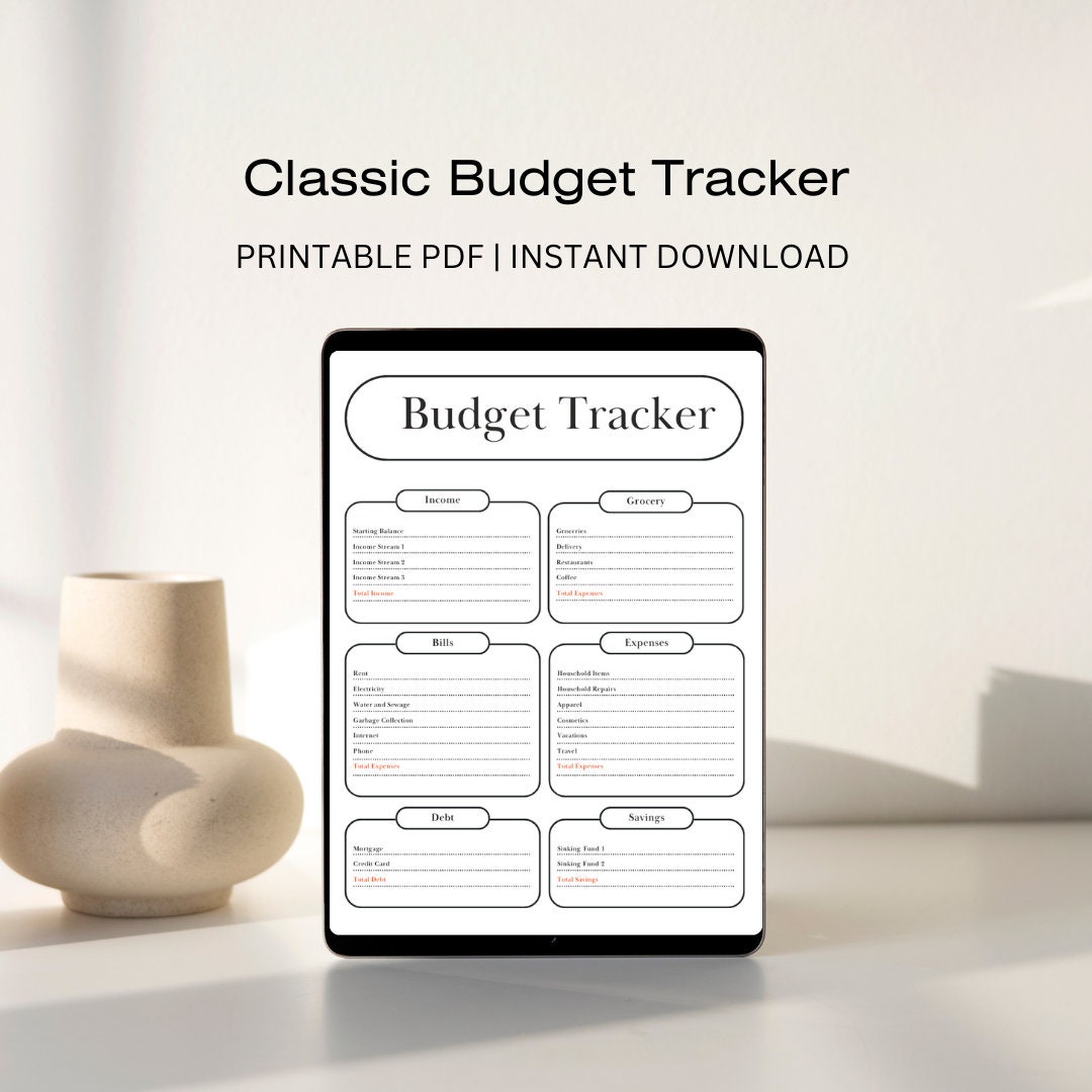 Classic Budget Tracker Easily Printable PDF File - Etsy