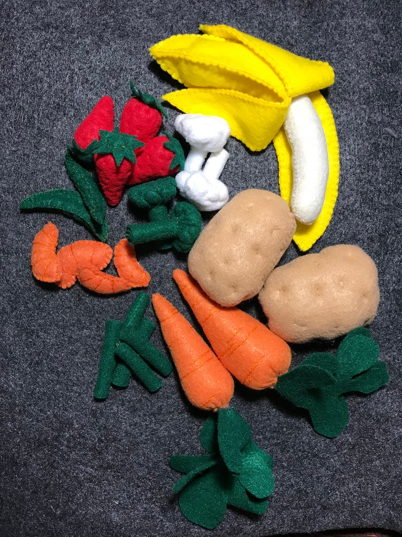 Play Felt Food Set 4 Fruits and Veggies Etsy