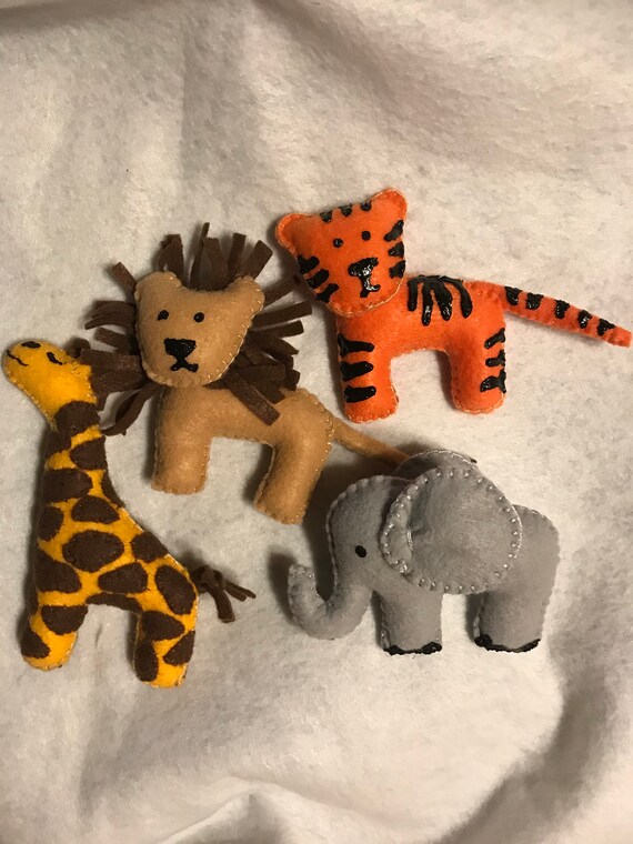 Set of 4 Felt Jungle Animals Etsy