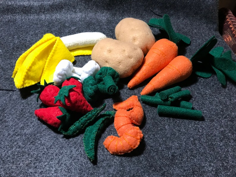 Play Felt Food Set 4 Fruits and Veggies Etsy