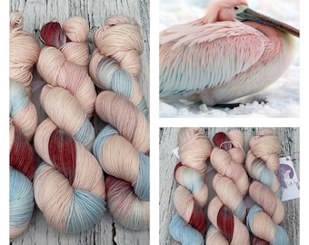 Pink Snow Pelican - Assigned Pooling - Hand Dyed Superwash DK & Fingering Yarn