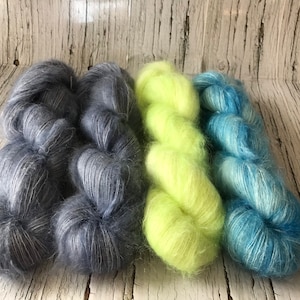 Mohair/Silk - Peacock Mohair - Hand Dyed Superwash Lace Yarn