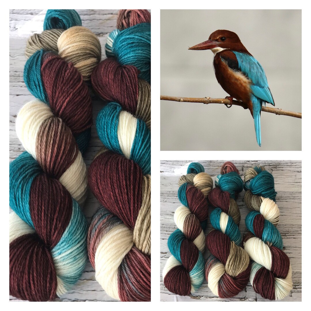 Whitethroated Kingfisher Bird Series Handdyed Yarn Etsy