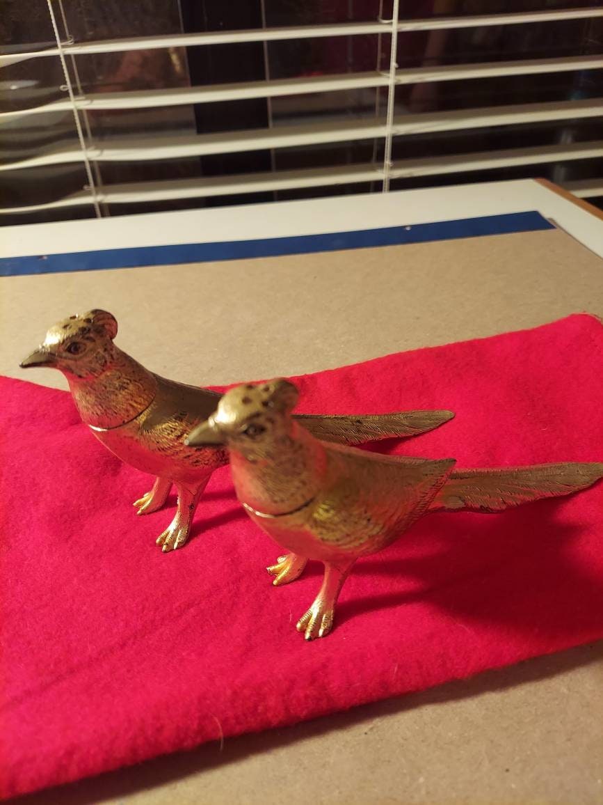 Mid 20th century Pheasant Salt And Pepper Shaker Set Gold Leaf   Darren Ransdell Design