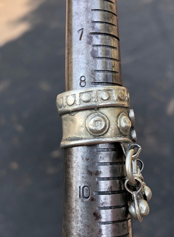 RING TIBETAN Silver Ruby Emerald Bell Vintage ban… - image 2