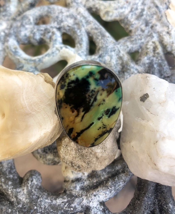 RING JASPER Green, Black, Yellow, Sterling Silver… - image 5