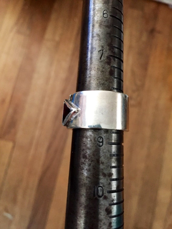 RING RUBY GEM Stone  Triangle Solid Sterling Silv… - image 6