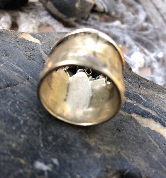 RING TIBETAN Silver Ruby Emerald Bell Vintage ban… - image 3