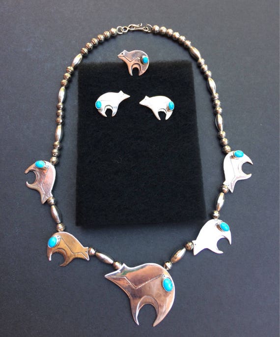 NECKLACE Bear Native America Navajo/dine Tommy Singer Signed