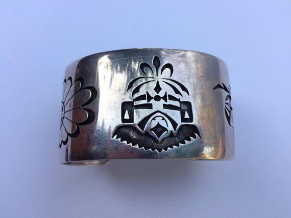 CUFF HOPI KACHINA and Sun Faces Overlay Solid Ste… - image 2