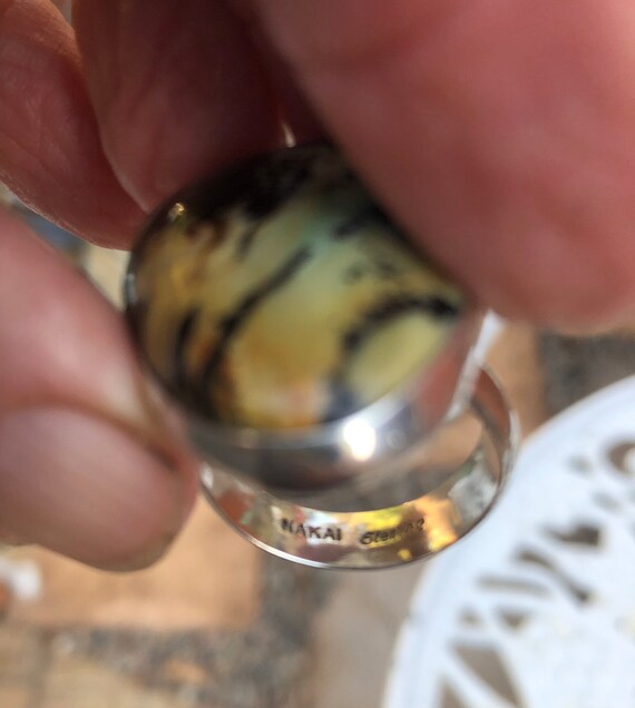 RING JASPER Green, Black, Yellow, Sterling Silver… - image 3