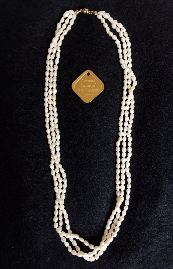NECKLACE PEARL Keshi Rice 3 strand necklace