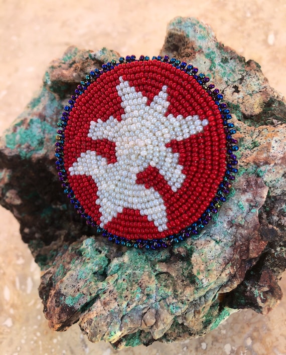 Native American Seed Bead Pin Patch Traditional v… - image 4