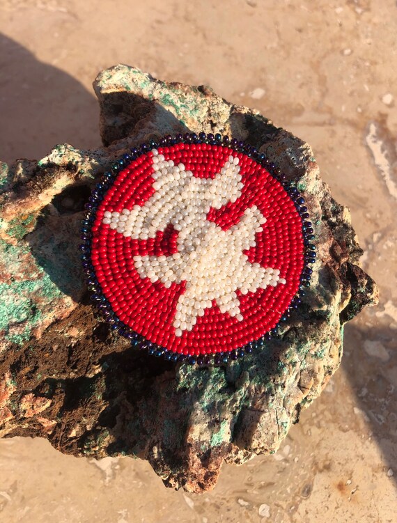 Native American Seed Bead Pin Patch Traditional v… - image 3