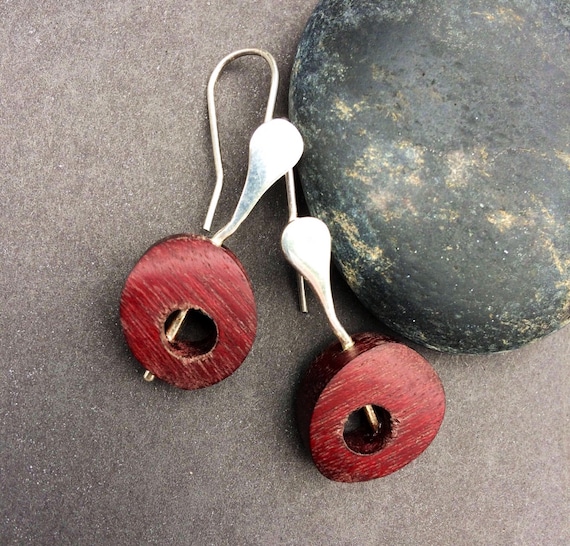 EARRINGS ROSEWOOD Sterling Silver Contemporary Da… - image 1