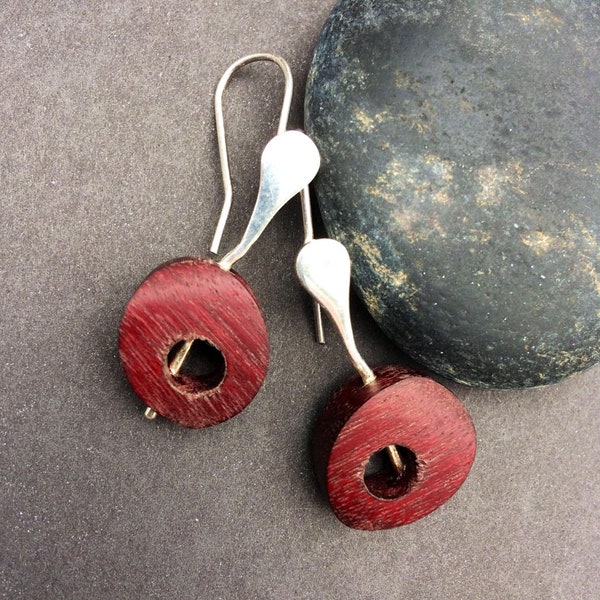 EARRINGS ROSEWOOD Sterling Silver Contemporary Danish Modern Drops