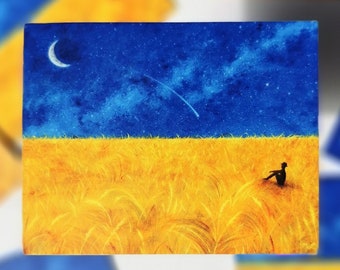 Ukraine Wheat Field Sticker, I Stand With Ukraine, Ukrainian Matte Vinyl Sticker, Laptop Sticker, Pray For Ukraine, Ukrainian Artwork Flag