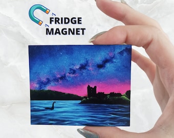 Loch Ness Monster Magnet, Nessie Fridge Magnet, Scotland Artwork, Fantasy & Sci Fi, Scottish Folklore Artwork, Loch Ness Print, Paranormal