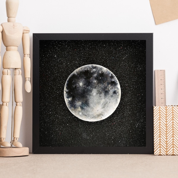Black and White Moon Wall Art - Etsy