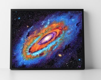Impressão de galáxia de Andrômeda, impressão de arte de pintura espacial, amantes da astronomia, impressões de arte de galáxia, impressão de nebulosa, galáxia espiral, arte do espaço sideral, cósmico