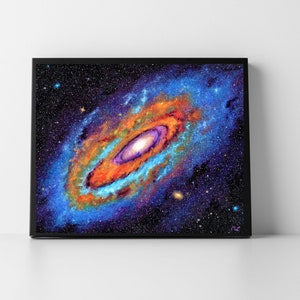 Impresión de galaxia de Andrómeda, impresión de arte de pintura espacial, amantes de la astronomía, impresiones de arte de galaxias, impresión de nebulosa, galaxia espiral, arte del espacio exterior, cósmico