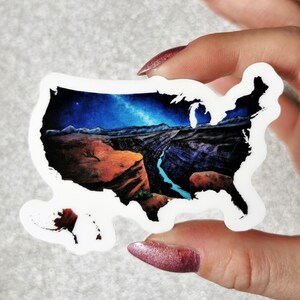 Estados Unidos pegatina, EE.UU. claro etiqueta engomada mapa, América vinilo corte pegatina, pegatina portátil, arte de pegatinas americanas, bofetada pegatina, Gran Cañón