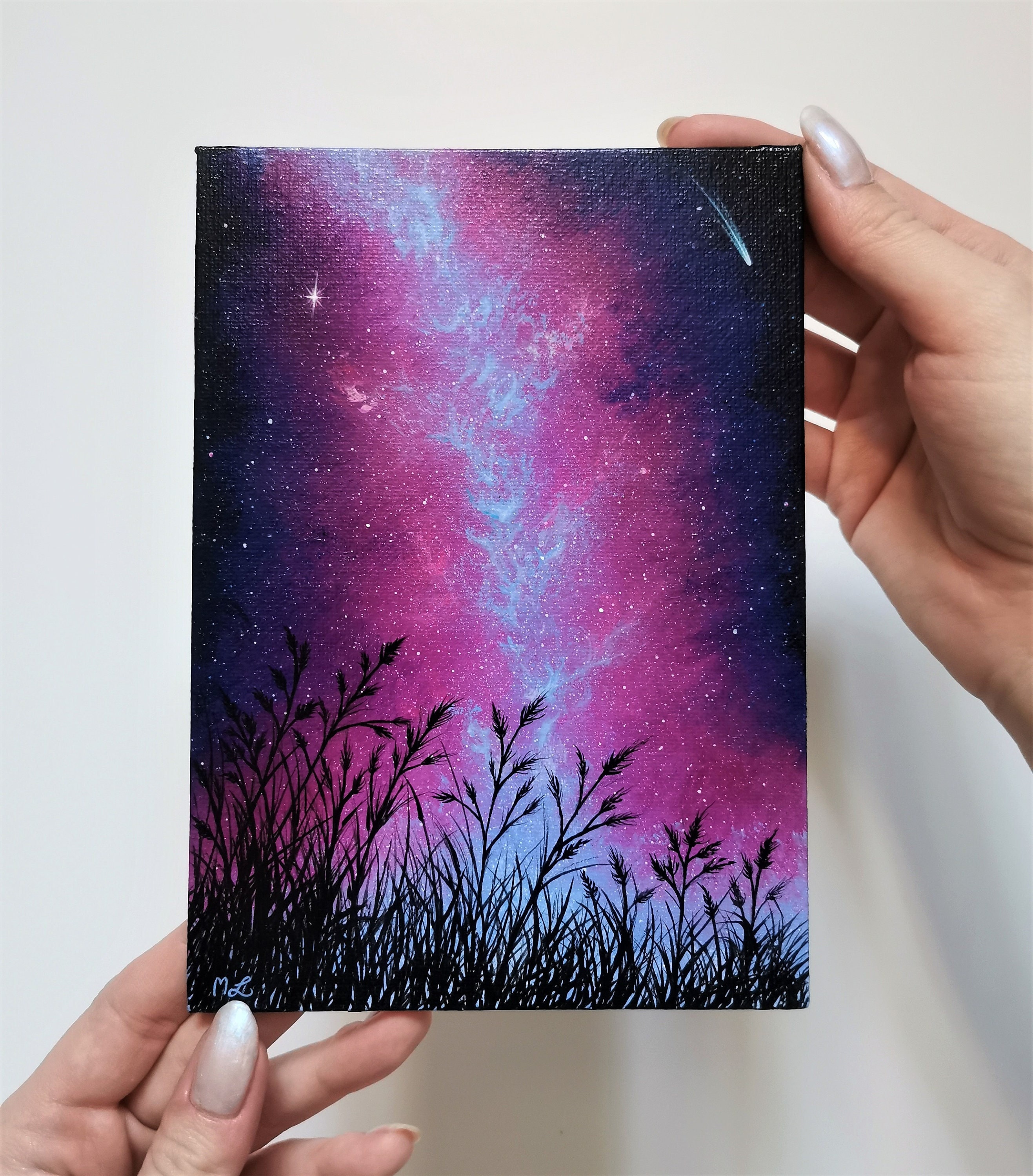 Nightfall, Original Acrylic Painting, Colorful Night Time Scene
