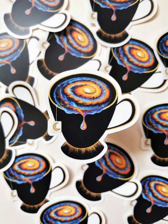Galaxy Tea Cup Sticker: Surreal Space Vinyl Decal