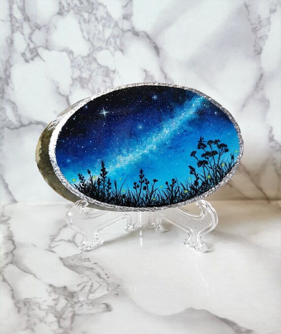 Field Of Fireflies, Original Painting, Landscape Art, Acrylic Painting, Milkyway Painting, Night Sky Art, Nature Artwork, Starry Sky Artwork