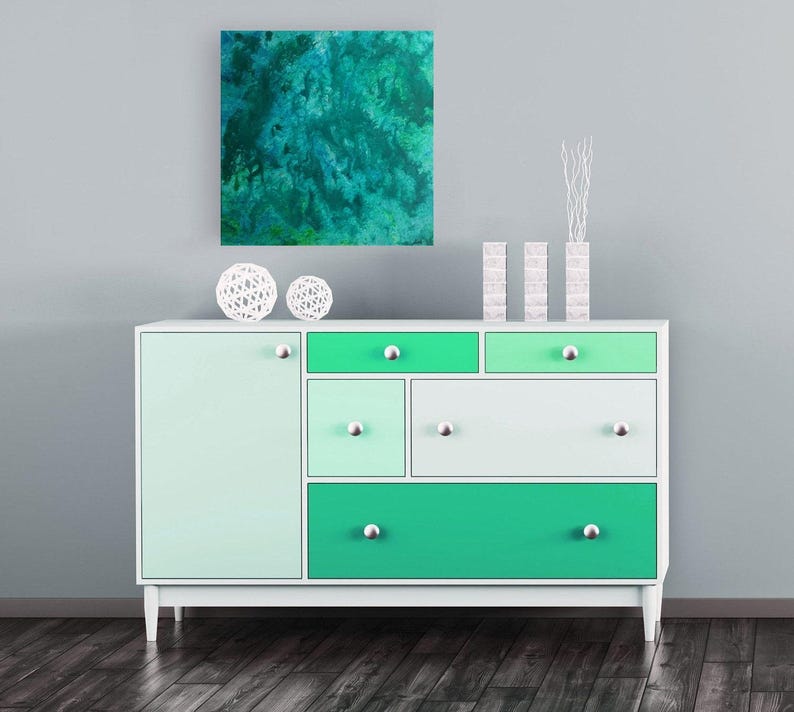 Green Abstract Wall Decor Original 12x12 Inch Abstract Etsy Canada