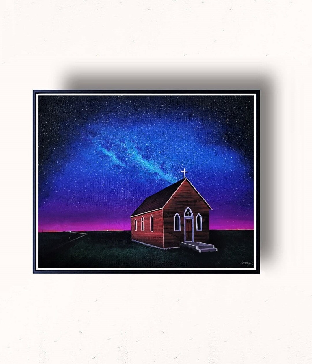 Church Painting Landscape Art Print Religious Wall Art 8x10 Etsy