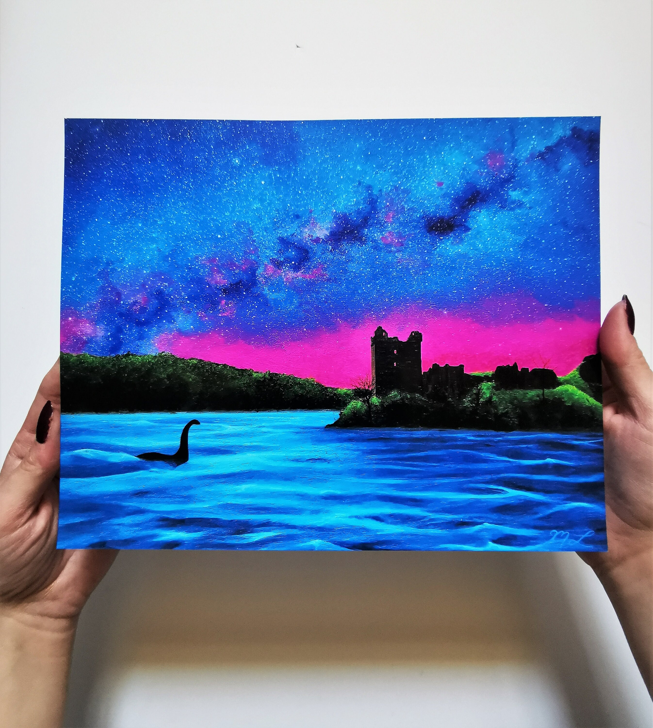 Loch Ness Monster Painting Art Print Scotland Artwork - Etsy UK