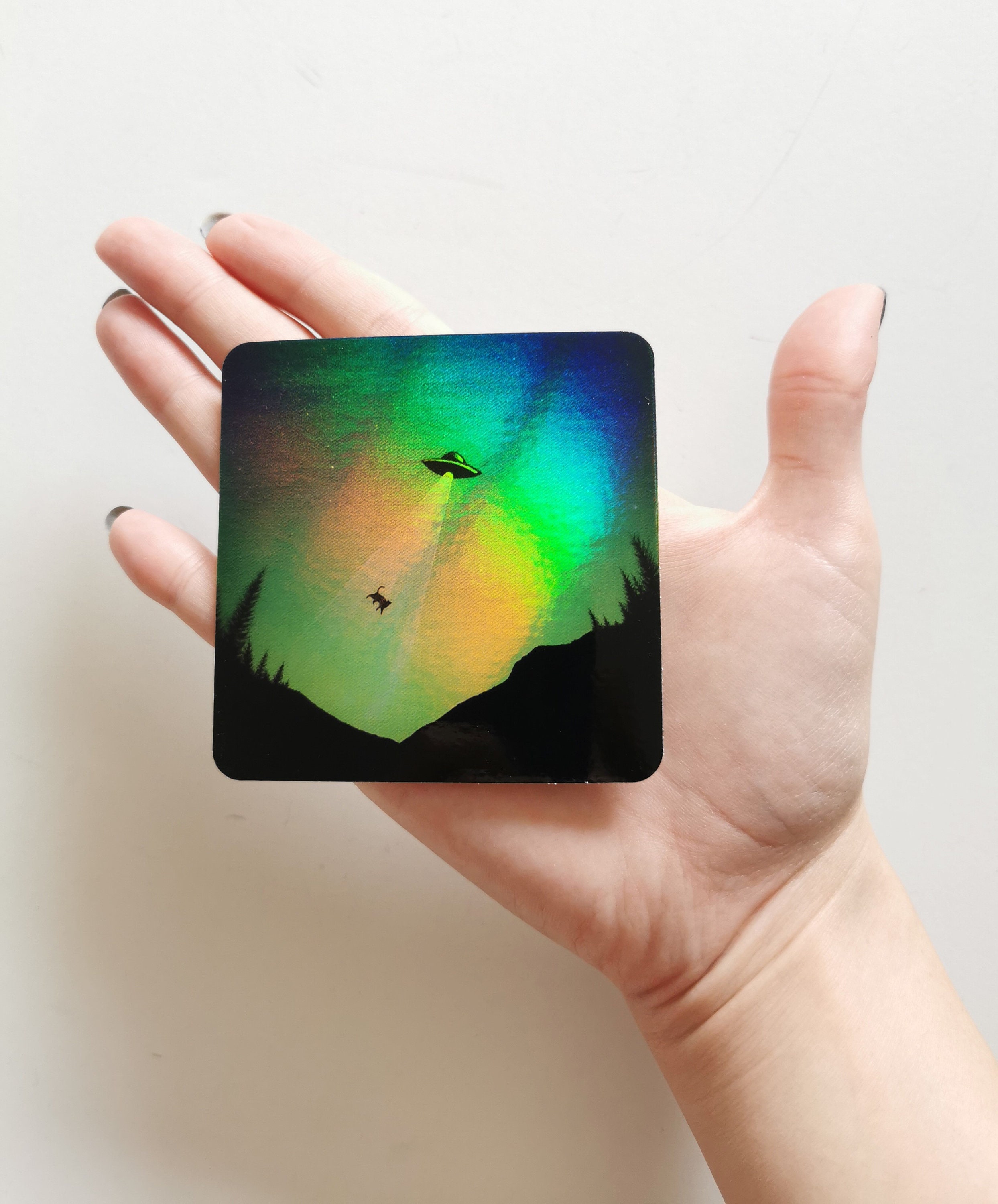 Holographic UFO Sticker, Alien Sticker, Shinny UFO Art Sticker, Laptop ...