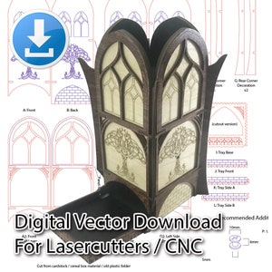 DIY Download Laser cutter / CNC Vector files for Elven-Style Dice Tower
