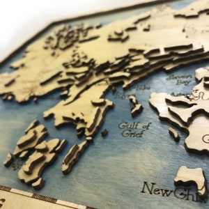 Game of Thrones Inspired Lasercut Wooden Topographic Map Essos image 3