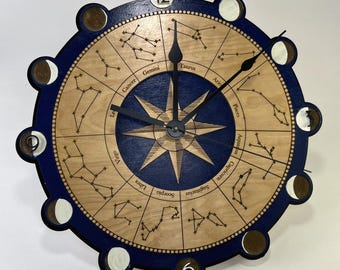 Moon lunar astrology themed wall clock decor boho