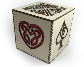 Lasercut Celtic Card Suits 4in Box with Lid