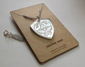 Zelda Mirrored Acrylic Hyrule Shield Pendant Necklace
