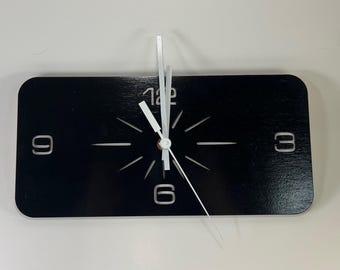 Mid Century Modern Wall Clock | Black & White Wooden Clock Minimalist Quartz 11.5 Inch