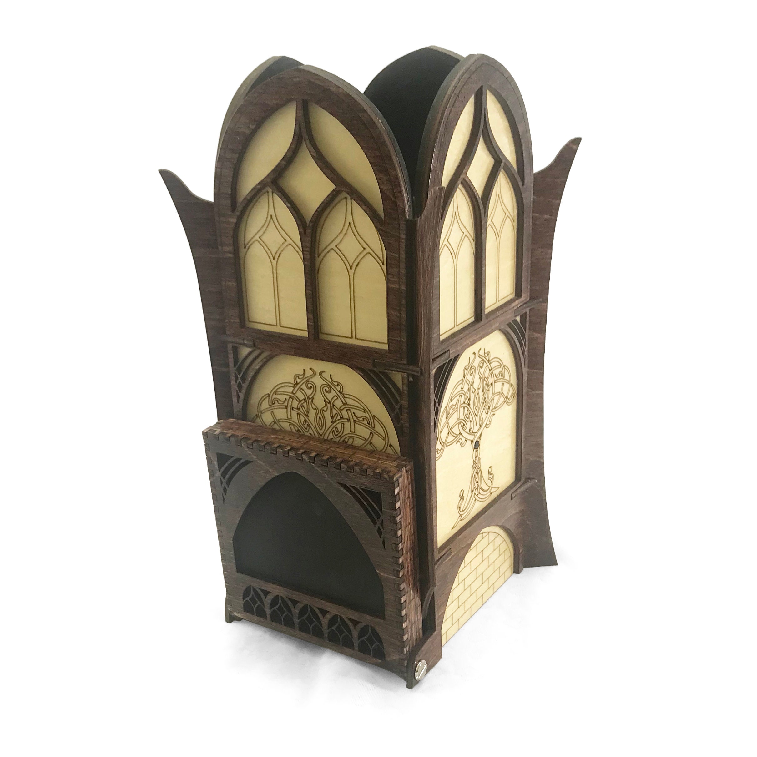 Elven Style Wooden Dice Tower Etsy